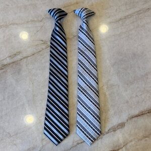 Striped Black, Gray & White Boy’s Clip On Ties